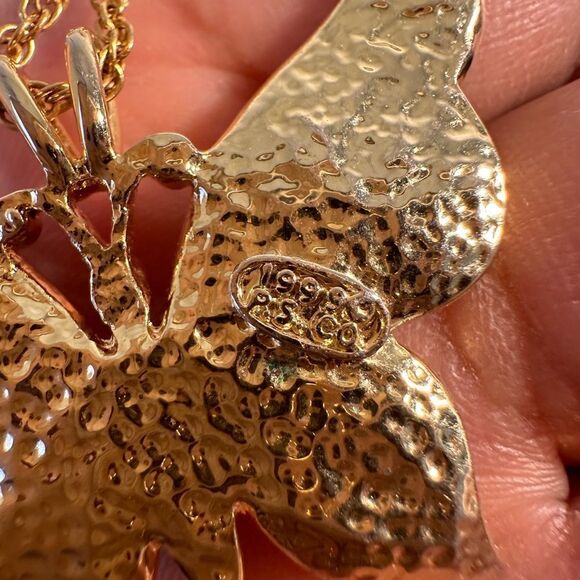 P.s GOOD Vintage Butterfly Necklace with Rhinestones - Picture 4 of 5